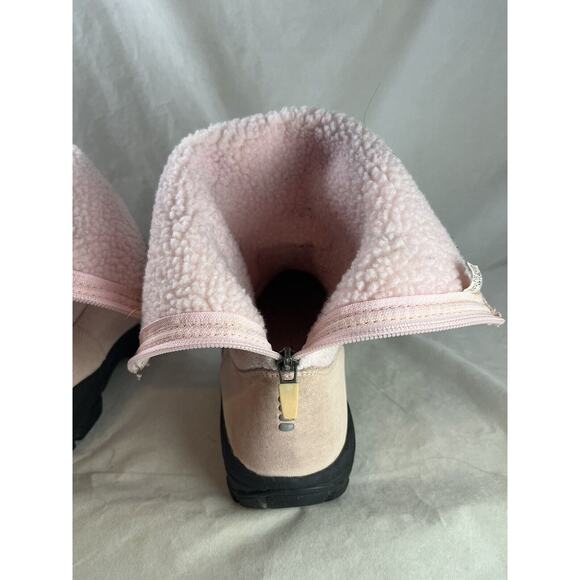 Lands End Pink Suede Winter Boots Fleece Lined Mid Calf Size 8.5 B Zip Closure - Picture 5 of 9